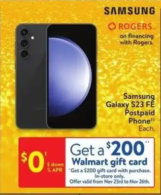Walmart Samsung Galaxy S23 FE Postpaid Phone offer