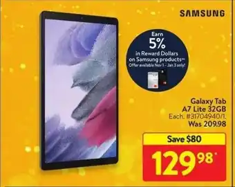 Walmart Galaxy Tab A7 Lite 32GB offer