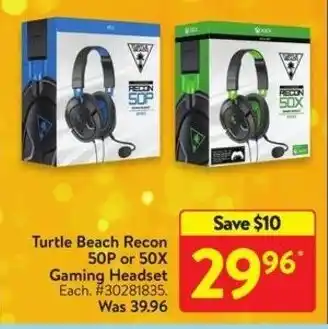 Walmart Turtle Beach Recon 50P or 50X Gaming Headset offer