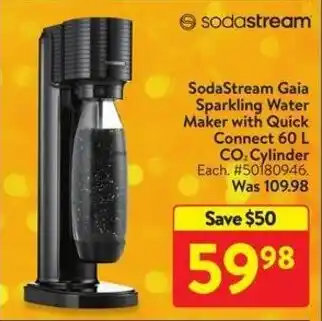 Walmart SodaStream Gaia Sparkling Water Maker with Quick Connect 60 L CO:Cylinder offer