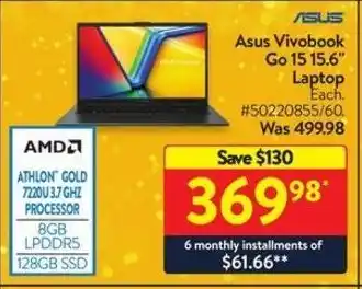 Walmart Asus Vivobook Go 15 15.6" Laptop offer
