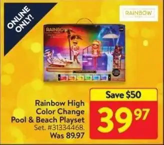 Walmart Rainbow High Color Change Pool & Beach Playset offer