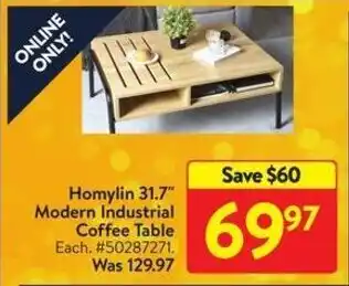Walmart Homylin 31.7" Modern Industrial Coffee Table offer