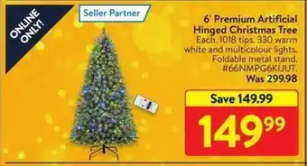 Walmart 6" Premium Artificial Hinged Christmas Tree offer