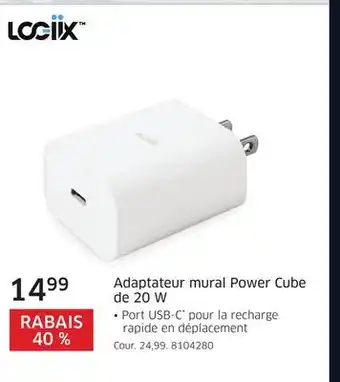 The Source Adaptateur mural power cube de 20 w logiix offer