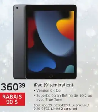 The Source Ipad (9e génération) apple offer