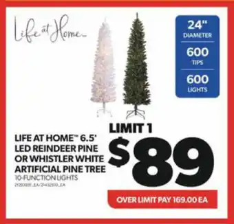 Real Canadian Superstore LIFE AT HOME 6.5' LED REINDEER PINE OR WHISTLER WHITE ARTIFICIAL PINE TREE offer