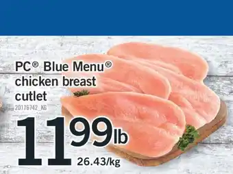 Fortinos Pc blue menu chicken breast cutlet offer