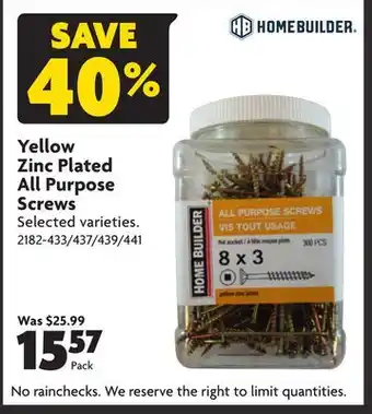 Home Hardware Yellow zinc plated all purpose screws offer