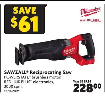 Home Hardware Sawzall reciprocating saw offer