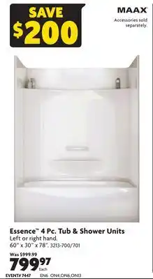 Home Hardware Essence 4 pc. tub & shower units offer