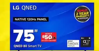 Visions Electronics Lg 75 qned native 120hz panel smart tv offer