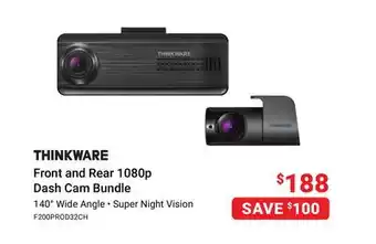 Visions Electronics Thinkware front and rear 1080p dash cam bundle offer
