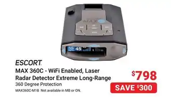 Visions Electronics Escort max 360c - wifi enabled, laser radar detector extreme long-range offer