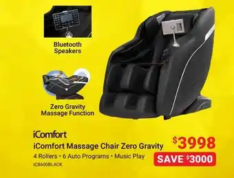 Visions Electronics Icomfort massage chair zero gravity offer