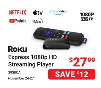Visions Electronics Roku express 1080p hd streaming player offer