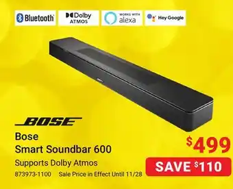 Visions Electronics Bose smart soundbar 600 offer