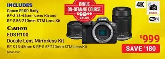 Visions Electronics Canon eos r100 double lens mirror less kit w/ bonus course offer