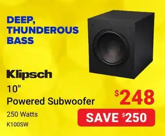 Visions Electronics Klipsch 10 powered subwoofer offer