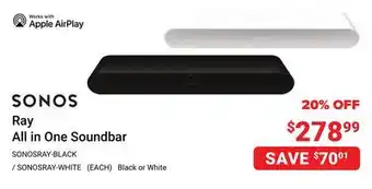 Visions Electronics Sonos ray all in one soundbar offer