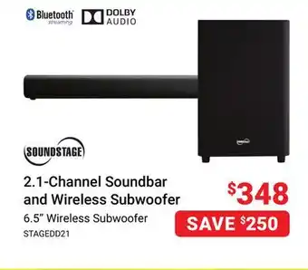 Visions Electronics Soundstage 2.1-channel soundbar and wireless subwoofer offer