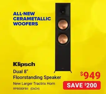 Visions Electronics Klipsch dual 8 floorstanding speaker offer
