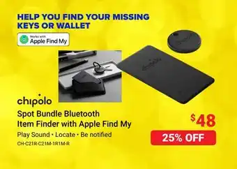 Visions Electronics Chipolo spot bundle bluetooth item finder with apple find my offer