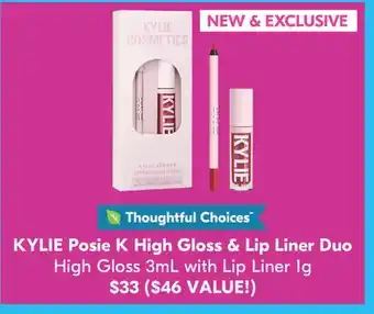 Shoppers Drug Mart Kylie posie k high gloss & lip liner duo high gloss 3 ml with lip liner 1g offer
