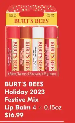 Shoppers Drug Mart Burt's bees holiday 2023 festive mix lip balm offer
