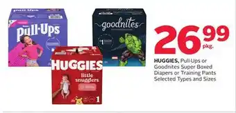 Rexall Huggies, pull. ups or goodnites super boxed diapers or training pants offer