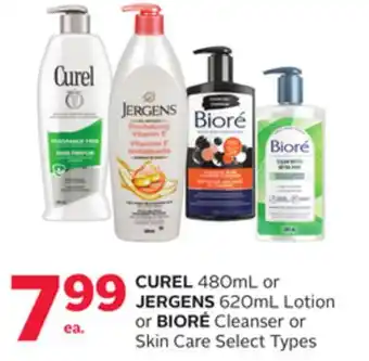 Rexall Curel 480ml or jergens 620ml lotion or bioré cleanser or skin care offer