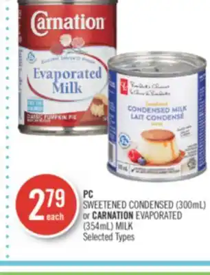 Shoppers Drug Mart Pc sweetened condensed (300ml) or carnation evaporated (354ml) milk offer