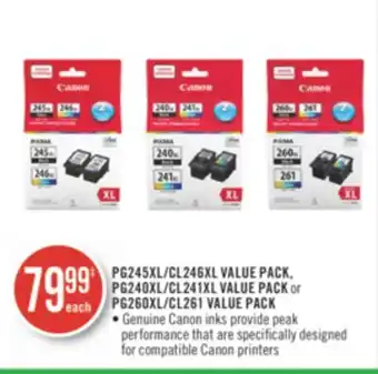Shoppers Drug Mart Pg245xl/cl246xl value pack, pg240xl/cl241xl value pack or pg260xl/cl261 value pack offer