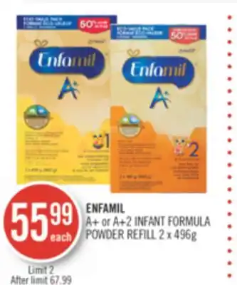 Shoppers Drug Mart Enfamil a+ or a+2 infant formula powder refill offer