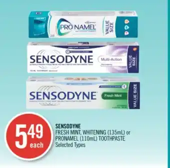Shoppers Drug Mart Sensodyne fresh mint, whitening (135ml) or pronamel (110ml) toothpaste offer