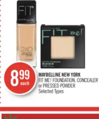 Shoppers Drug Mart Maybelline new york fit me! foundation, concealer or pressed powder offer