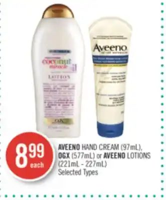 Shoppers Drug Mart Aveeno hand cream (97ml), ogx (577ml) or aveeno lotions (221ml - 227ml) offer