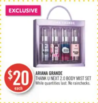 Shoppers Drug Mart Ariana grande thank u next 2.0 body mist set offer