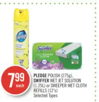 Shoppers Drug Mart Pledge polish (275g), swiffer wet jet solution (1.25l) or sweeper wet cloth refills (12's) offer
