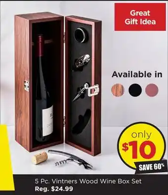 Kitchen Stuff Plus 5 pc. vintners wood wine box set offer