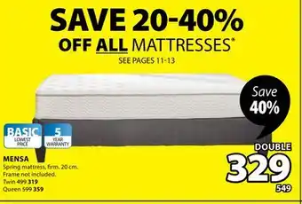 JYSK Mensa spring mattress offer