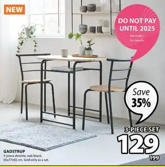 JYSK Gadstrup 3-piece dinette, oak/black offer