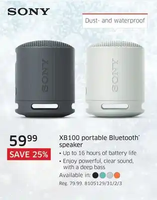 The Source Sony xb100 portable bluetooth speaker offer