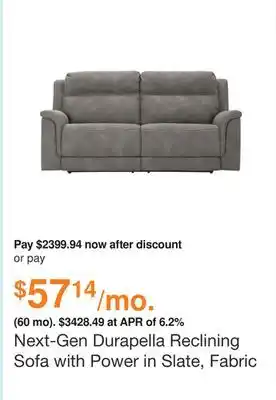 Ashley Furniture Next-gen durapella reclining sofa with power in slate, fabric by ashley offer