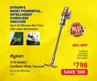 Visions Electronics Dyson v15 detect cordless stick vacuum offer