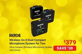 Visions Electronics Rode wireless go ii dual compact microphone system for two offer