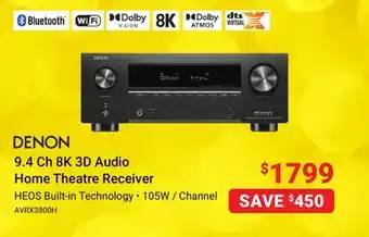 Visions Electronics Denon 9.4 ch 8k 3d audio home theatre receiver offer