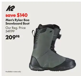 Sport Chek K2 men's ryker boa snowboard boot offer