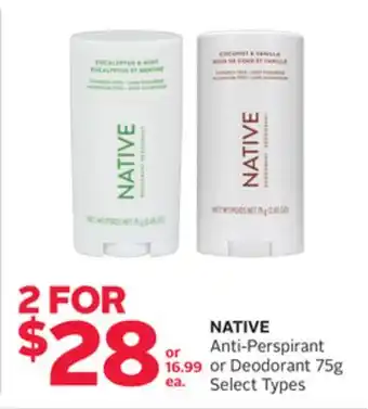 Rexall Native anti-perspirant or deodorant offer