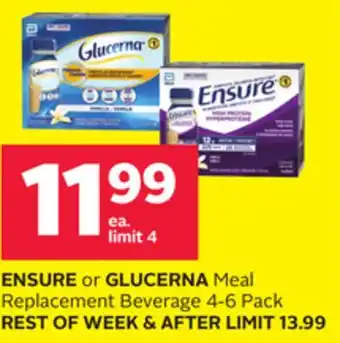 Rexall Ensure or glucerna meal replacement beverage 4-6 pack offer